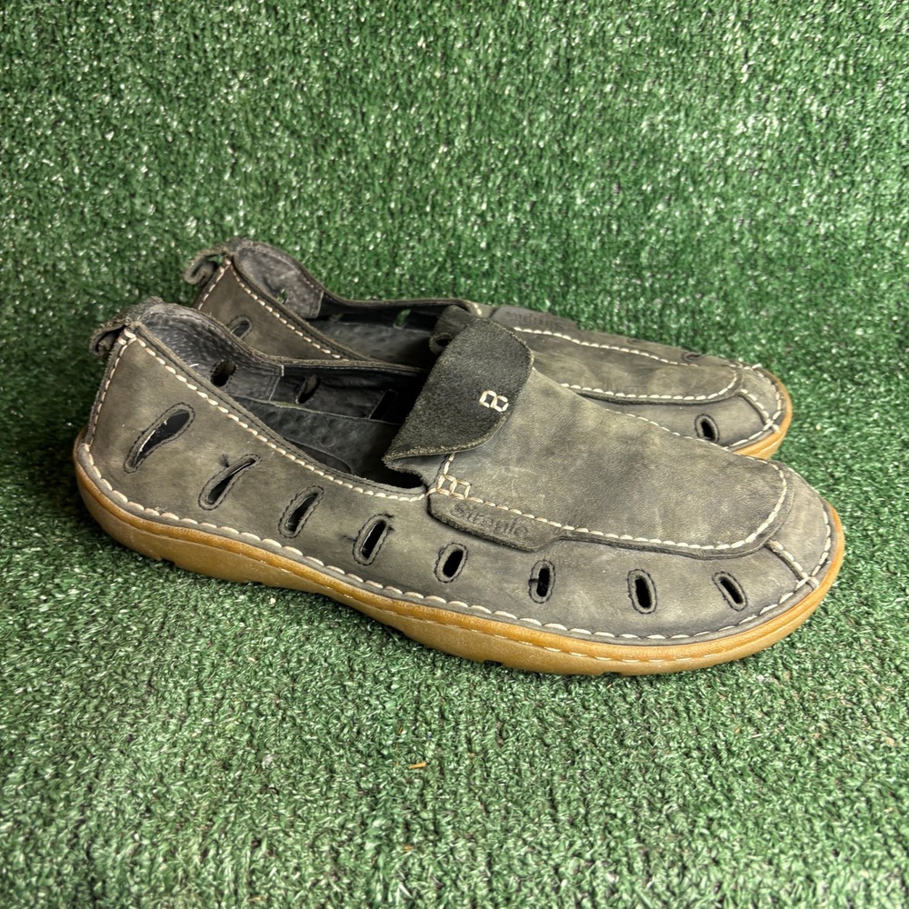 Simple Leather Perforated Gorpcore Boho Casual Loafer Slip On Grey Mens Size 11